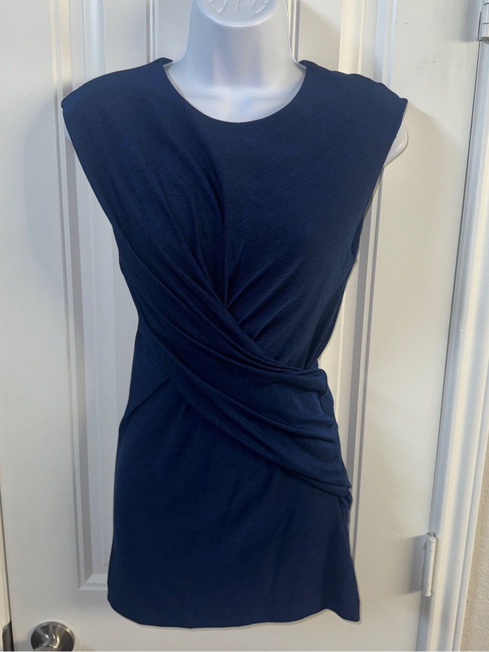 Alexander Wang Navy Twist-Front Sleeveless Dress